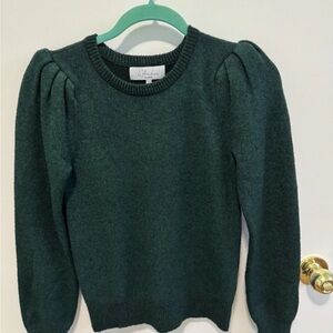 L'Academie Emerald Green Puff Sleeve Sweater, XS
